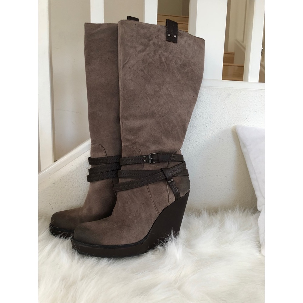 Jessica Simpson leather JS-KIT wedge suede boots